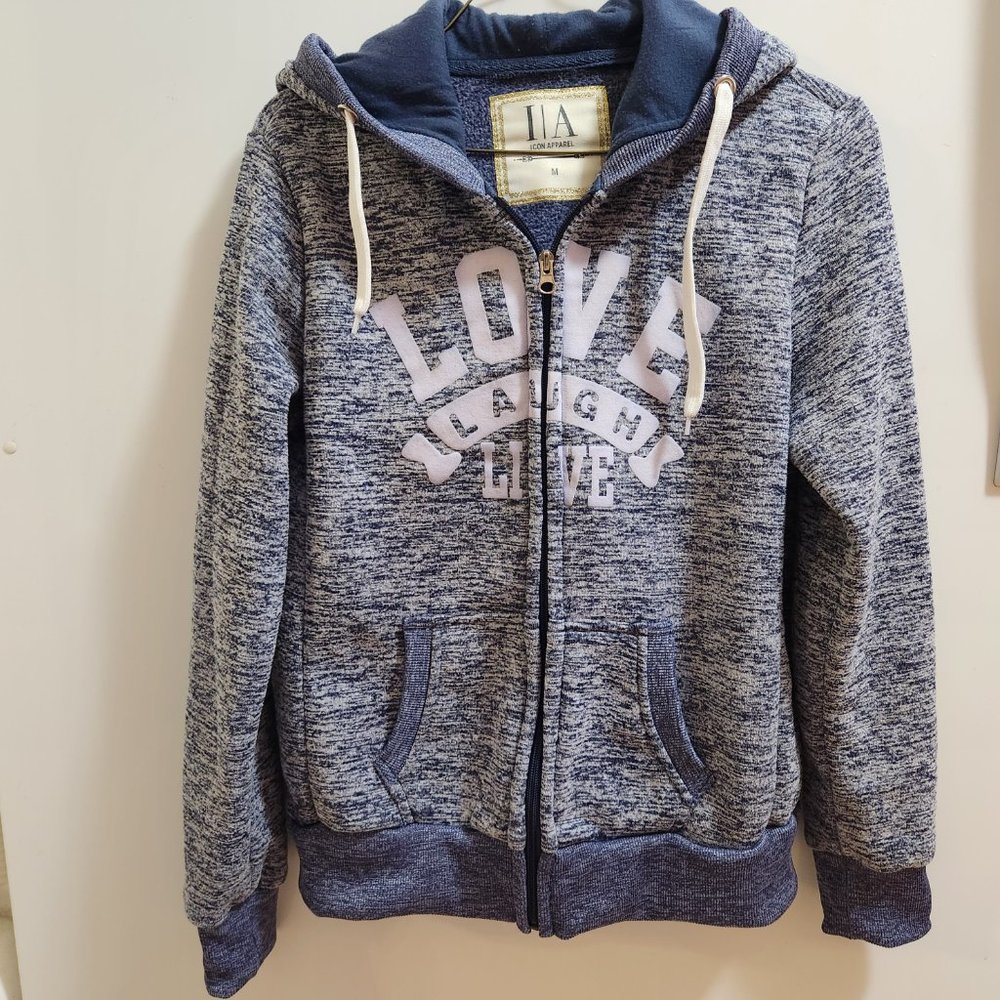ICON APPAREL FULL ZIPPER LOVE LAUGH LIVE HOODIE SZ: M
